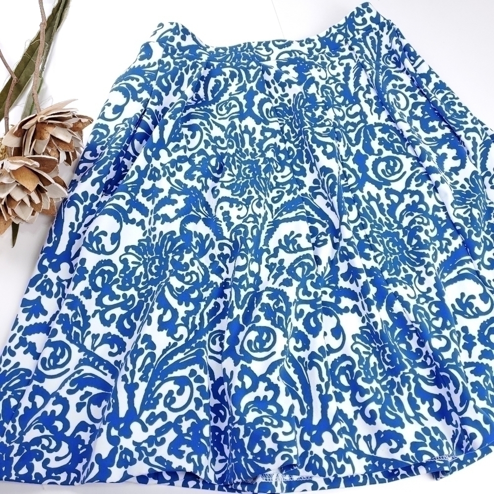 Adrienne Vittadini Vibrant Blue Wht Sport Skirt XS - Picture 7 of 11